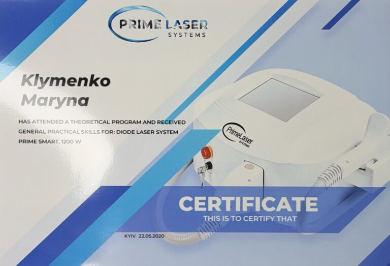 Diode Laser System Prime Smart, 1200 W — Zertifikat-Scan